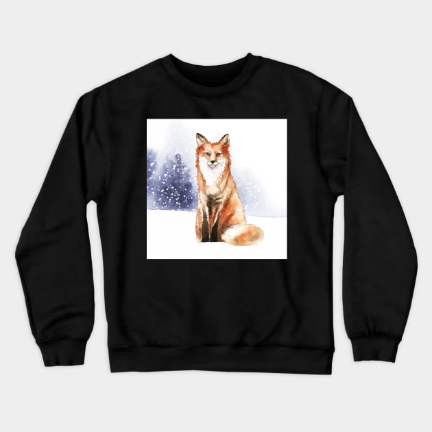 Fox in the White Snow Crewneck Sweatshirt by edwardecho
